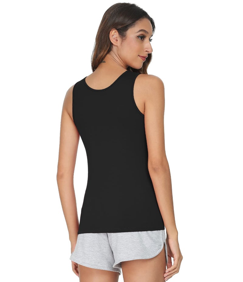 Vislivin Tank Tops for Woman Sleeveless Basic Undershirt Layering Tanks Black/White XXL - Image 4